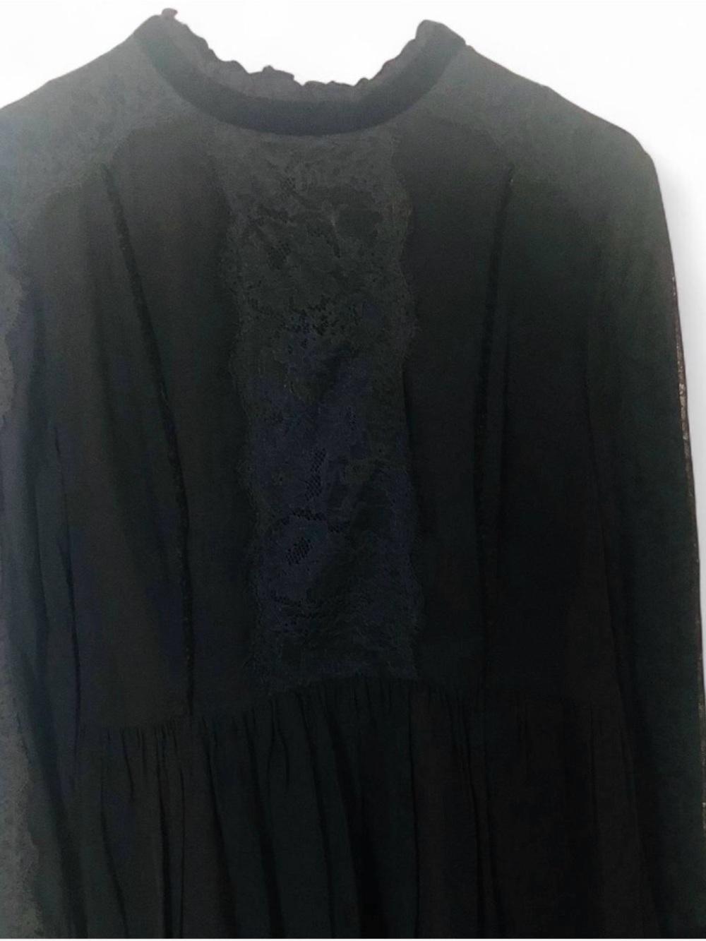 Black Lace-Front Long Sleeve Women's Dress by Zara